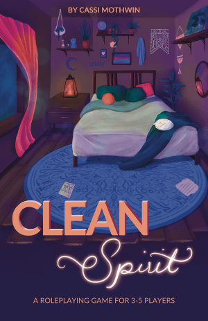 The cover of Clean Spirit, featuring a cozy-looking room with soft lighting.